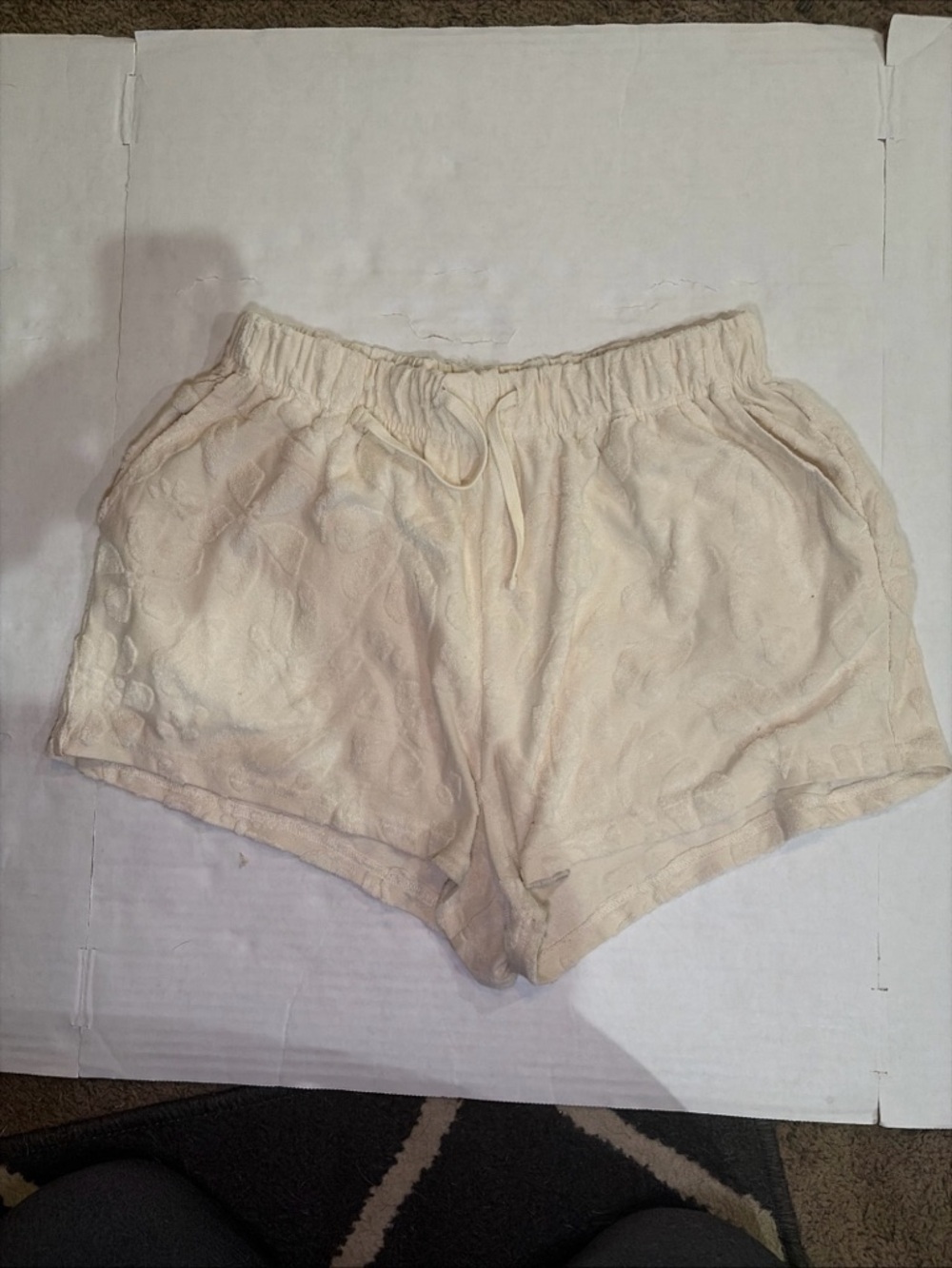Billabong Cream Textured Elastic Waist Athletic Shorts